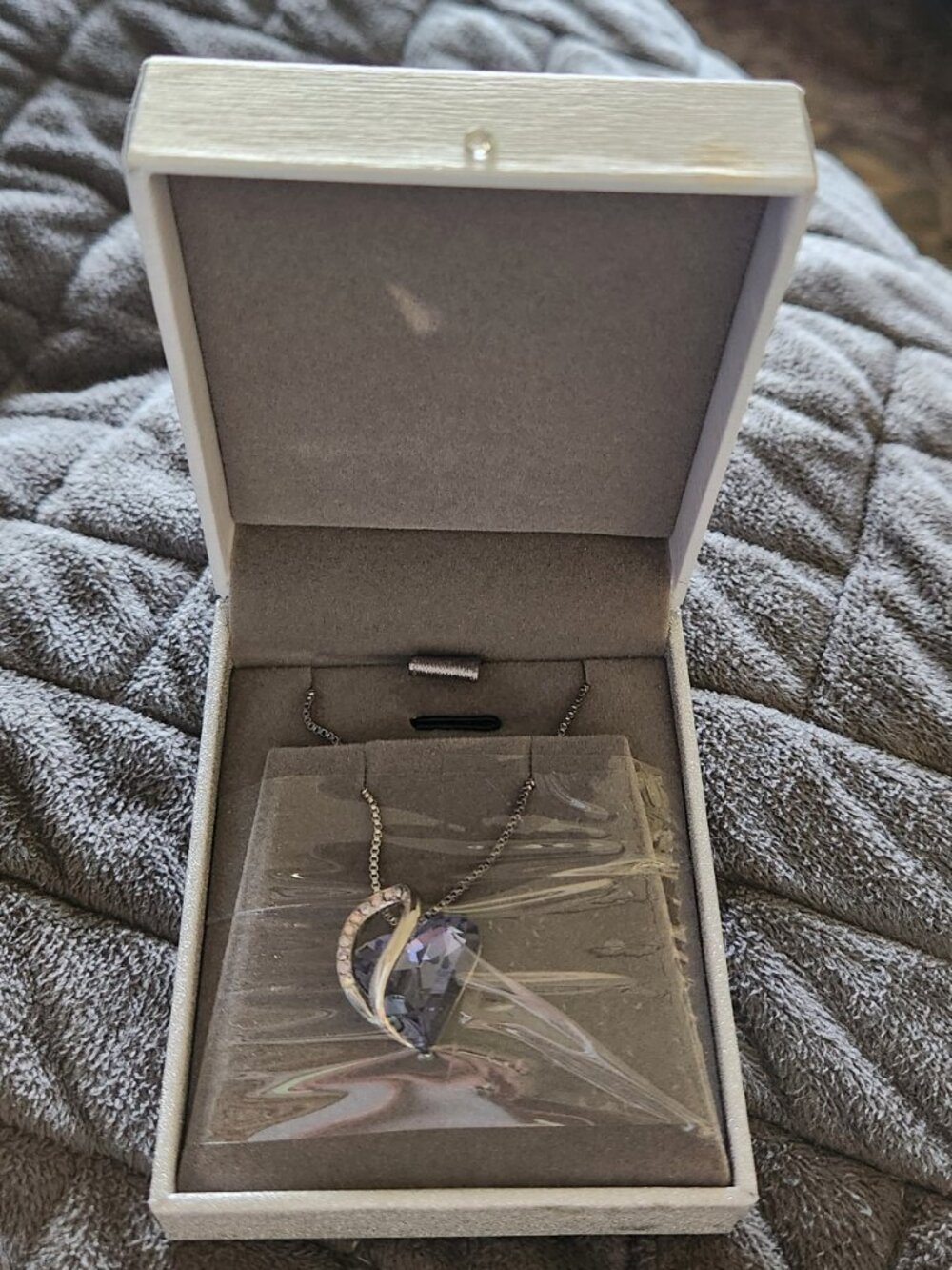 Amethyst Heart and Diamond Pendant - by Leafael - New